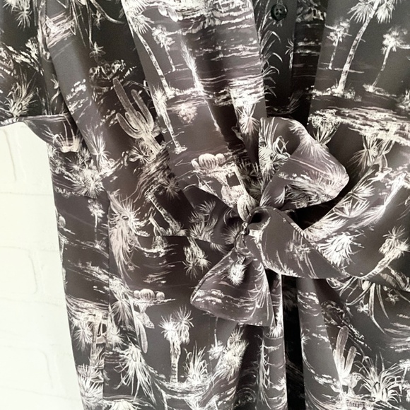 Old Navy Midi Shirt Dress Collared Southwestern print Black White Gray Bow 2X - Picture 9 of 12